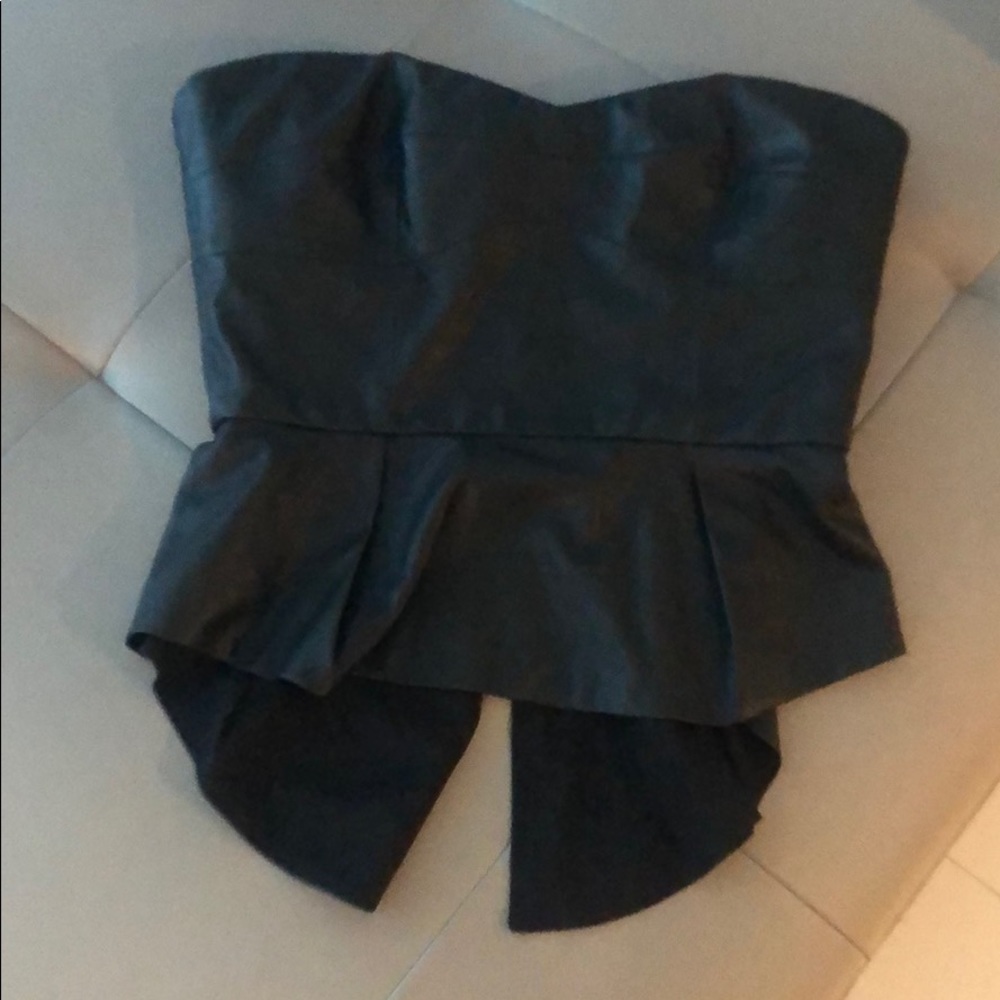 Bcbg leather strapless black shirt